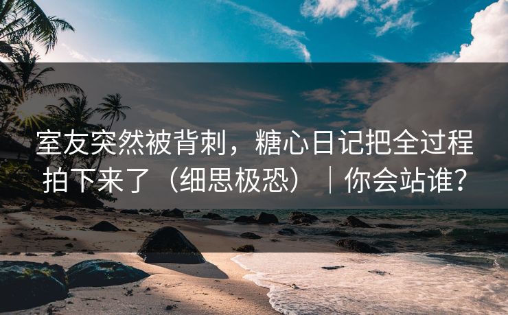 室友突然被背刺，糖心日记把全过程拍下来了（细思极恐）｜你会站谁？