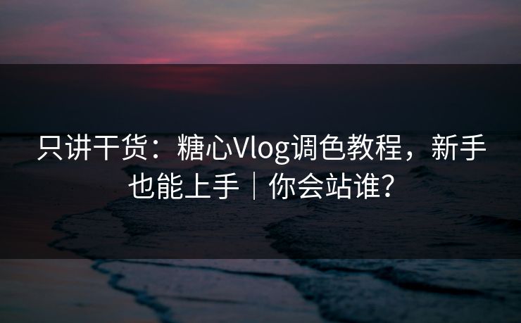 只讲干货：糖心Vlog调色教程，新手也能上手｜你会站谁？