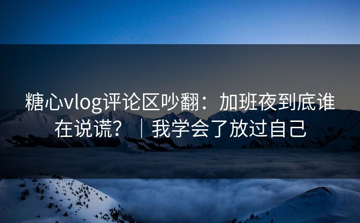 糖心vlog评论区吵翻：加班夜到底谁在说谎？｜我学会了放过自己