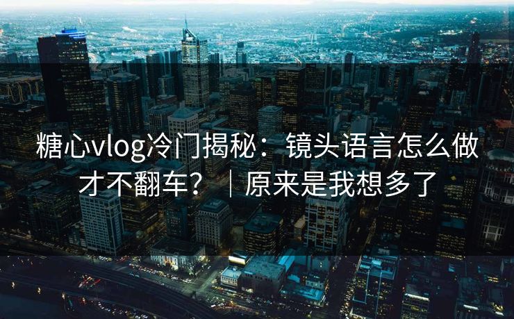 糖心vlog冷门揭秘：镜头语言怎么做才不翻车？｜原来是我想多了
