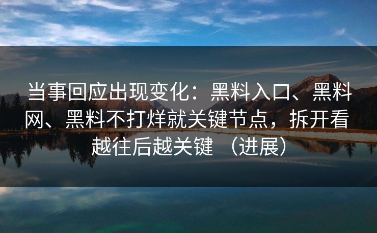当事回应出现变化：黑料入口、黑料网、黑料不打烊就关键节点，拆开看 越往后越关键 （进展）