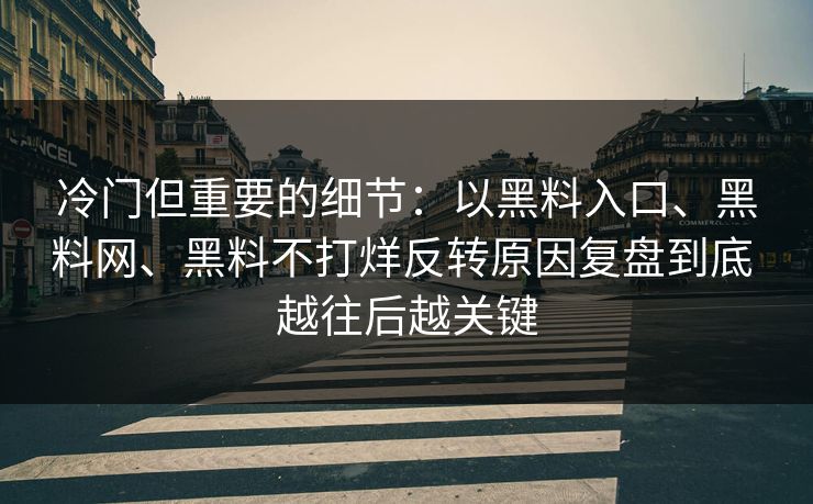 冷门但重要的细节：以黑料入口、黑料网、黑料不打烊反转原因复盘到底 越往后越关键