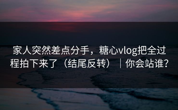 家人突然差点分手，糖心vlog把全过程拍下来了（结尾反转）｜你会站谁？
