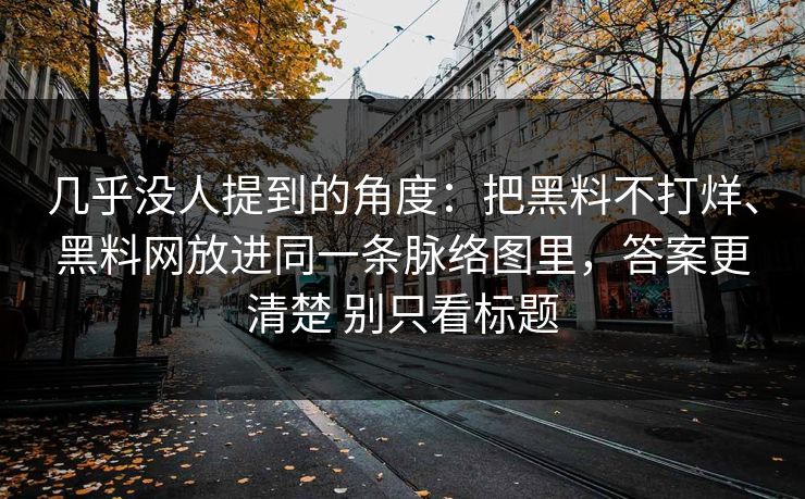 几乎没人提到的角度：把黑料不打烊、黑料网放进同一条脉络图里，答案更清楚 别只看标题