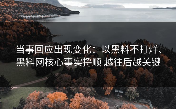 当事回应出现变化：以黑料不打烊、黑料网核心事实捋顺 越往后越关键