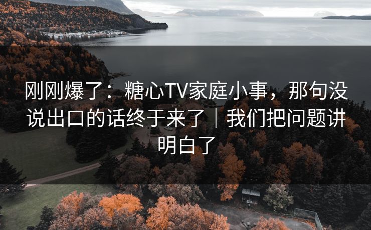 刚刚爆了：糖心TV家庭小事，那句没说出口的话终于来了｜我们把问题讲明白了