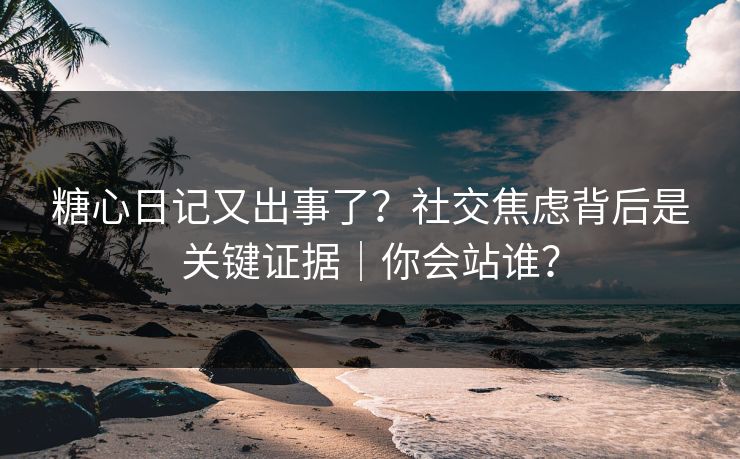 糖心日记又出事了？社交焦虑背后是关键证据｜你会站谁？