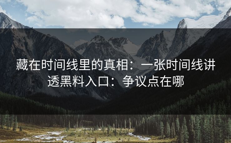 藏在时间线里的真相:一张时间线讲透黑料入口:争议点在哪 藏在时间线里的真相:一张时间线讲透黑料入口:争议点在哪