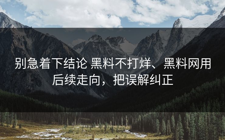 别急着下结论 黑料不打烊、黑料网用后续走向,把误解纠正 别急着下结论 黑料不打烊、黑料网用后续走向,把误解纠正