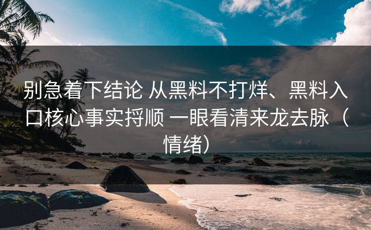 别急着下结论 从黑料不打烊、黑料入口核心事实捋顺 一眼看清来龙去脉(情绪) 别急着下结论 从黑料不打烊、黑料入口核心事实捋顺 一眼看清来龙去脉(情绪)